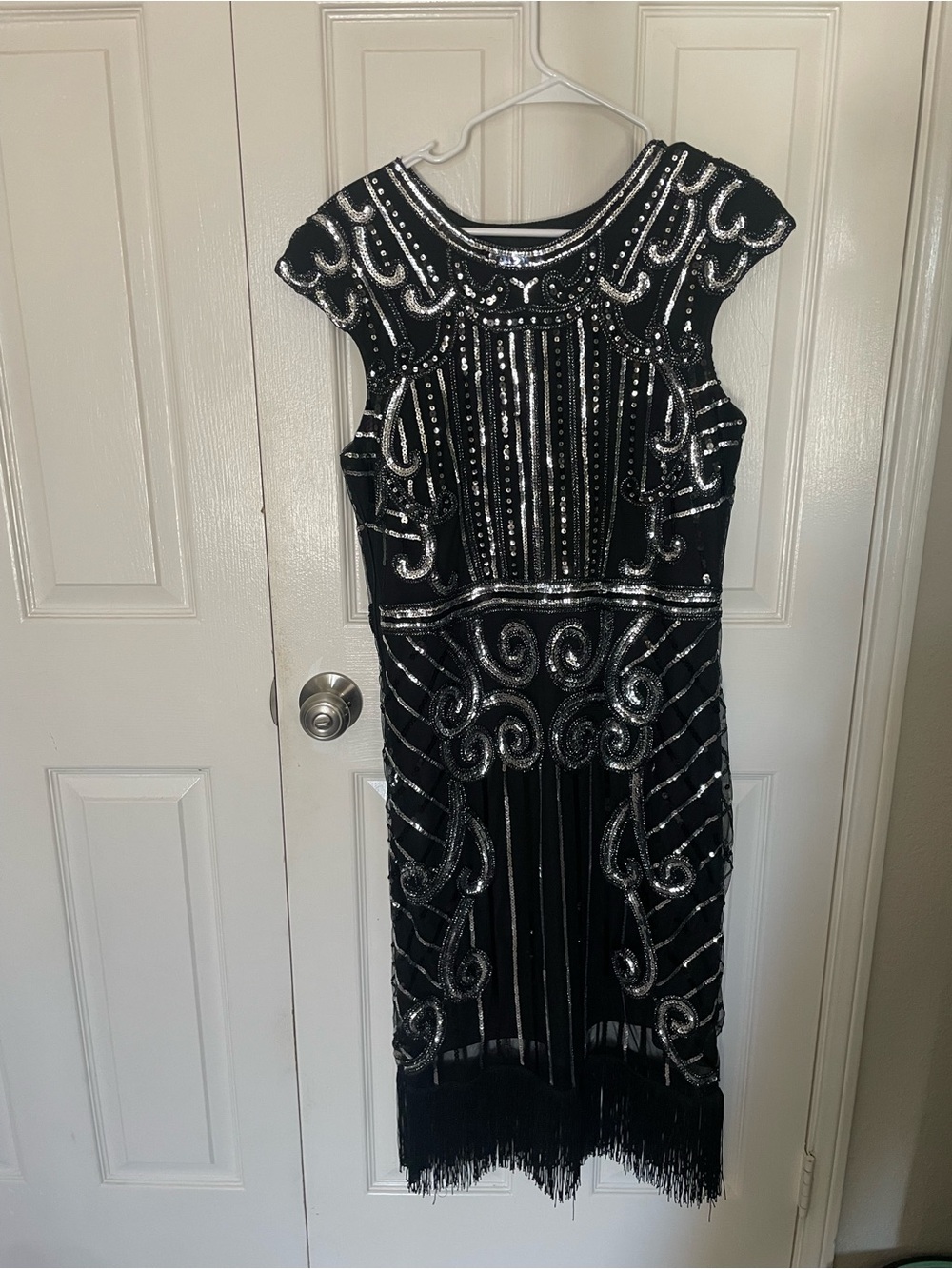 Black Beaded Fringe Cocktail Dress